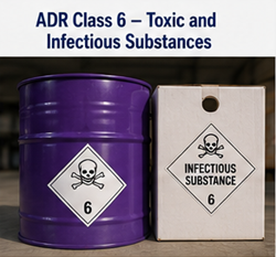 Productos químicos tóxicos y sustancias infecciosas transportadas con señalización ADR Clase 6