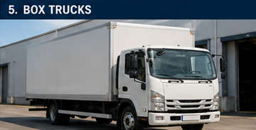 Camión caja utilizado para transporte comercial y logística de distribución en Europa
