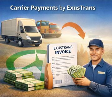 Transportista recibiendo el pago y la factura de ExusTrans tras una entrega completada