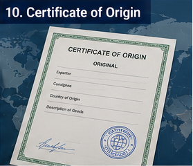 Certificado de origen para exportación utilizado en comercio internacional y logística