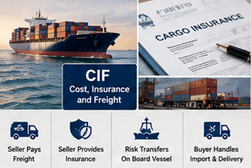 Envío de transporte marítimo con documentación de seguro y transporte de carga bajo un acuerdo CIF