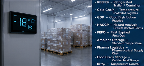 Almacén de cadena de frío con almacenamiento refrigerado y operaciones logísticas con control de temperatura