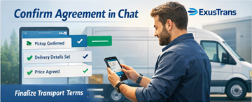 Particular confirmando una oferta de transporte y hablando de detalles con el transportista en el chat