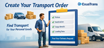 Particular creando una orden de transporte en ExusTrans con datos de recogida y entrega