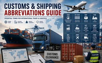 Contenedores de transporte internacional, operaciones aduaneras, transporte de mercancías y abreviaturas comerciales