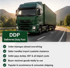 Servicio completo de entrega internacional con despacho de aduanas y entrega final bajo términos DDP