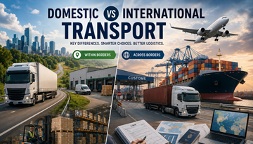 Transporte de mercancías nacional e internacional con camiones, cruces fronterizos, almacenes y operaciones logísticas europeas