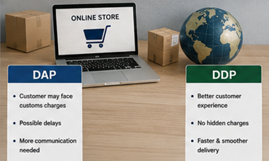Entrega internacional de paquetes de ecommerce y logística aduanera bajo términos DDP y DAP