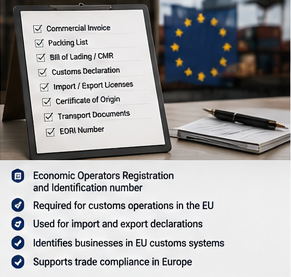 Registro aduanero europeo y número EORI utilizado en la logística internacional