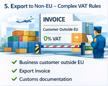 Transporte de exportación que sale de la Unión Europea con declaración aduanera y documentación de envío
