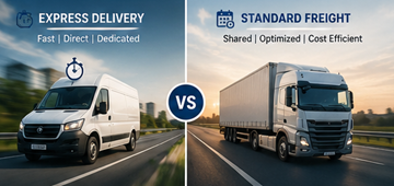 Comparación entre tarificación de entrega exprés y transporte de mercancías estándar en Europa