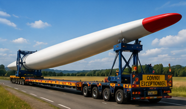 Remolque extensible transportando carga sobredimensionada larga y estructuras industriales