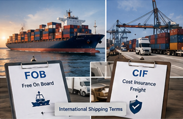 Logística de transporte marítimo internacional con los términos de envío FOB y CIF explicados a través de operaciones de transporte de carga
