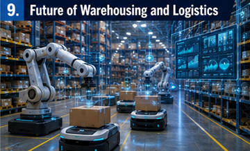 Almacén inteligente con robots, automatización y tecnología logística digital