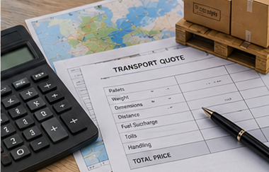 Cálculo de precios de envío en grupaje con palés, planificación logística, costes de transporte y documentos de transporte