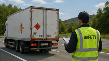 Operación logística ADR segura que muestra cumplimiento y gestión de riesgos de mercancías peligrosas