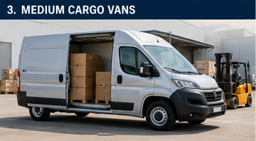 Furgón de carga mediano transportando palés y mercancías comerciales por Europa