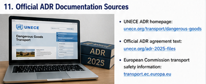 Documentos oficiales del reglamento ADR y recursos de la UNECE sobre el transporte de mercancías peligrosas