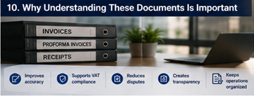 Documentos comerciales organizados, incluida la factura, el recibo y la documentación de transporte en una oficina logística