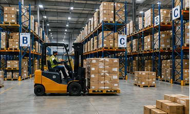 Instalación de almacén público con varias empresas logísticas almacenando inventario