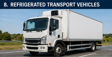 Camión de transporte refrigerado transportando productos alimentarios con temperatura controlada en Europa
