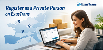 Formulario de registro de particular en ExusTrans con datos personales y activación por correo electrónico