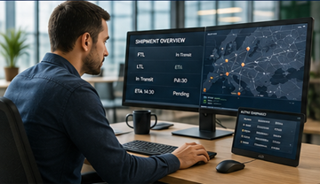 Planificador de transporte usando software logístico con abreviaturas de transporte por carretera y seguimiento de envíos