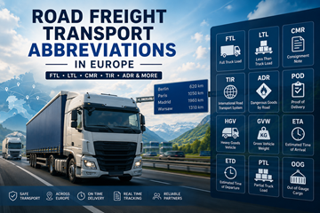 Camiones de mercancías europeos, operaciones logísticas y abreviaturas del transporte por carretera