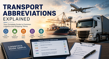 Responsable de transporte revisando abreviaturas logísticas e información de seguimiento de envíos en una oficina logística europea moderna