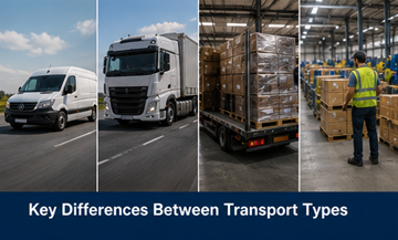 Comparación de tipos de transporte Express, FTL, LTL y grupaje con diferentes vehículos y tamaños de carga