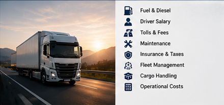 Explicación del precio del transporte de mercancías por kilómetro con logística de camiones y planificación de rutas