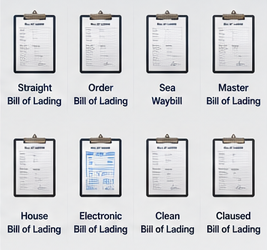 Diferentes tipos de documentos Bill of Lading utilizados en el transporte y los envíos internacionales