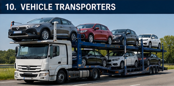 Portavehículos transportando varios coches por Europa