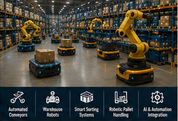 Robots de almacén automatizados conectados al software de sistema de gestión de almacenes