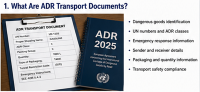 Documentación ADR de mercancías peligrosas y documentación de transporte explicadas