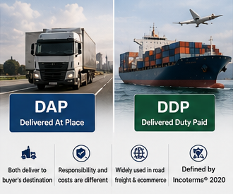 Operaciones de transporte y logística internacional que explican los términos comerciales DDP y DAP