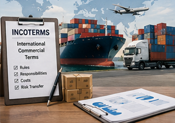 Operaciones de comercio internacional con contenedores, documentos de transporte y coordinación logística global