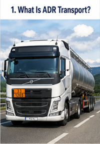 Vehículo profesional de transporte ADR que transporta materiales peligrosos de forma segura por Europa