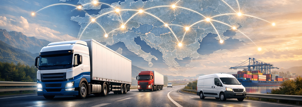 Red de transporte de mercancías y logística en toda Europa con rutas conectadas